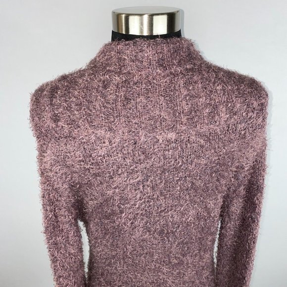 BCBGMAXAZRIA Sweater Women's Size S Fuzzy Knit Shawl Collar Plunging V-Neck 90s - Picture 7 of 12